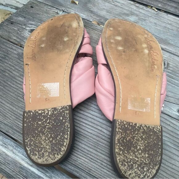 Sam Edelman Garson Leather Knot Slip On Flat Slide Sandal Dusty Pink Rose 8.5 - Picture 6 of 7